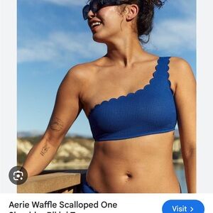 Black Aerie One-Shoulder Scalloped Bikini Top